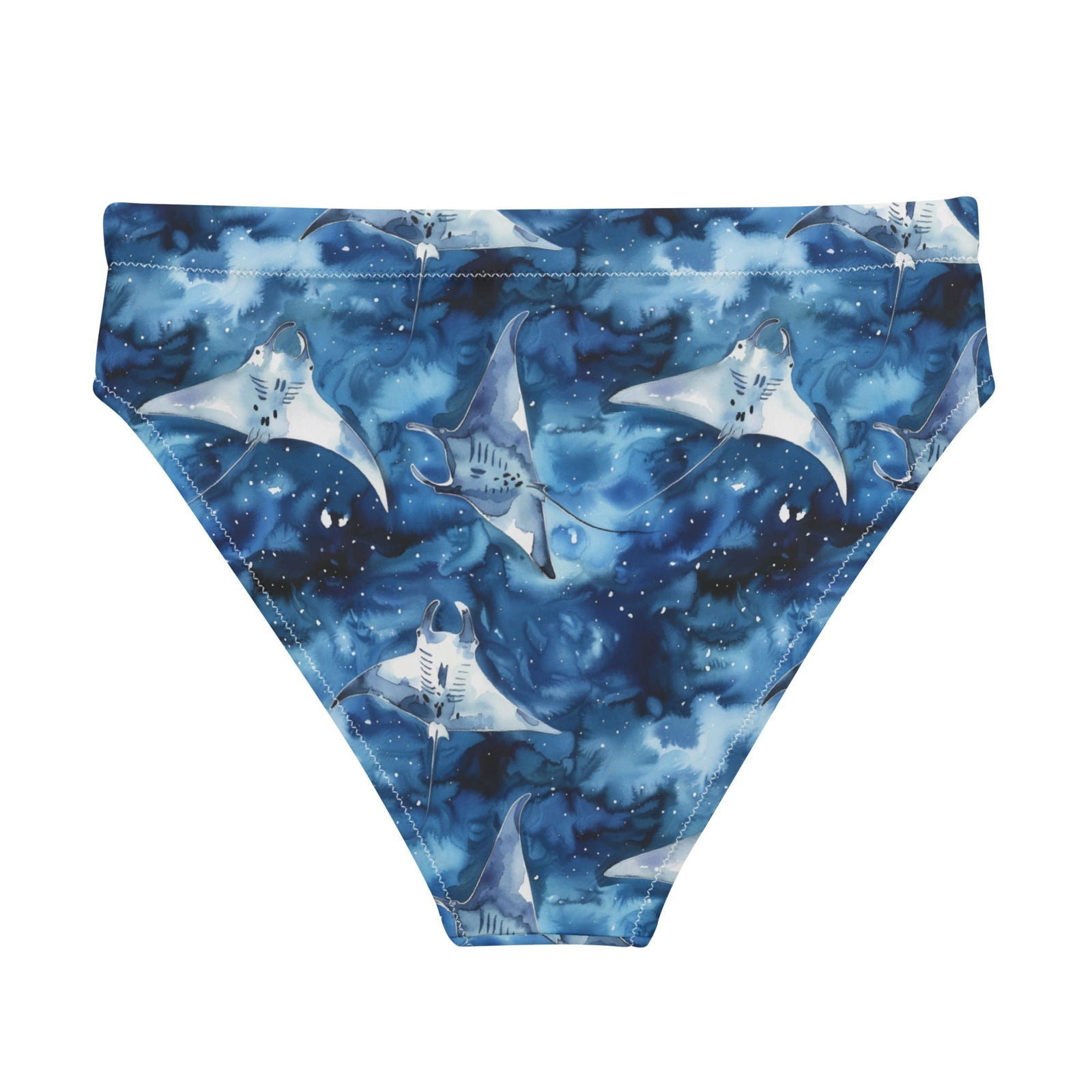 Starry Manta Ray Dance Eco High-Waisted Bikini Bottom - Salinity Swimwear