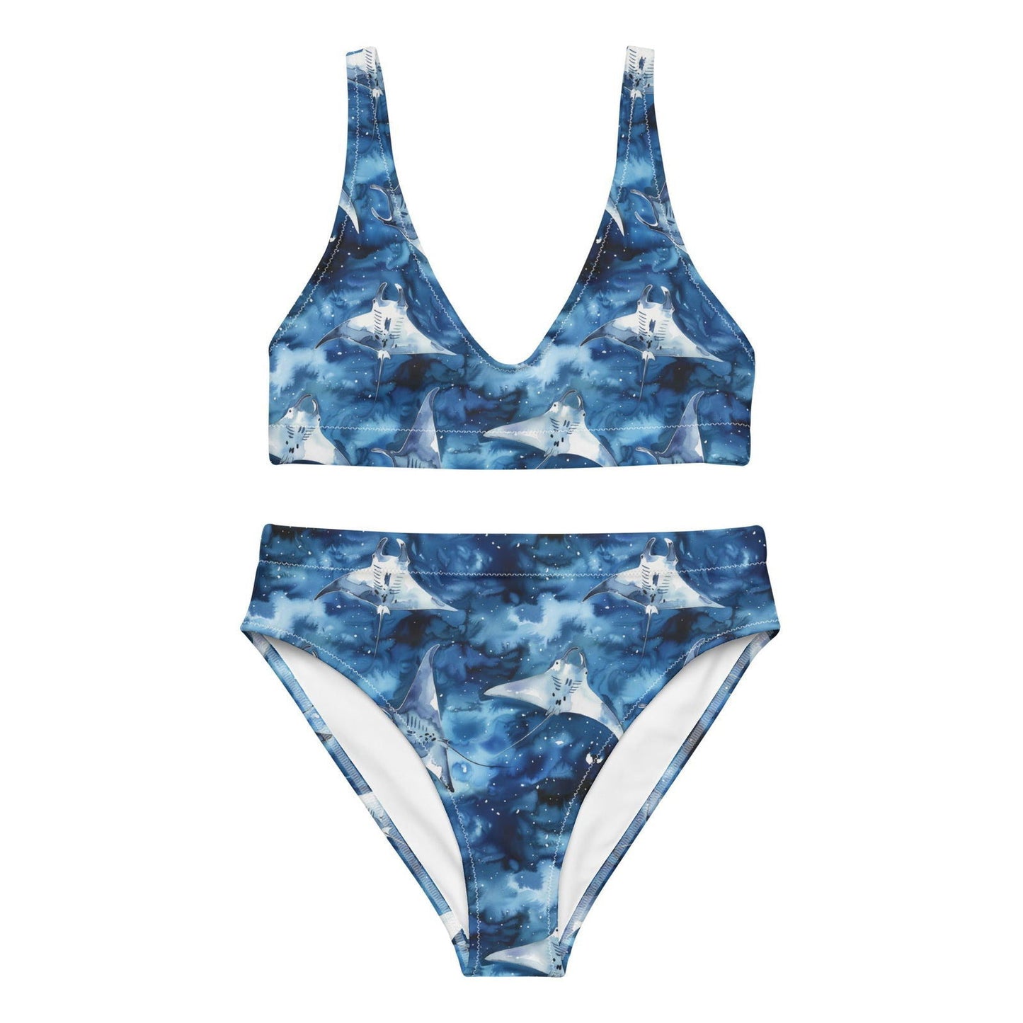 Starry Manta Ray Dance Eco High-Waisted Bikini Set - Salinity Swimwear
