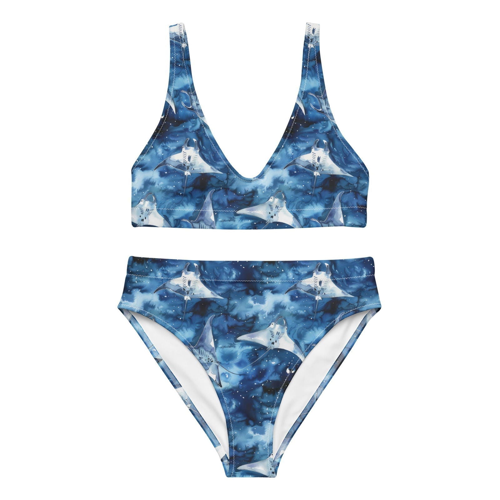 Starry Manta Ray Dance Eco High-Waisted Bikini Set - Salinity Swimwear