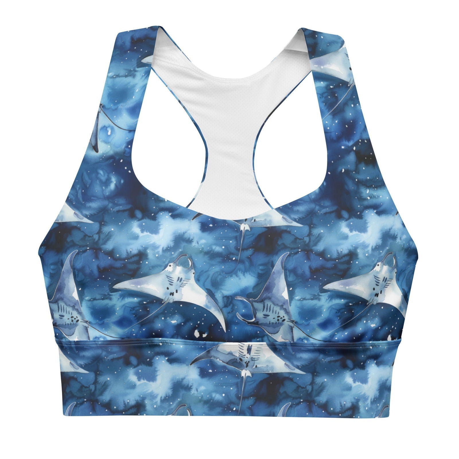Starry Manta Ray Dance Eco Sports Bra Top - Salinity Swimwear
