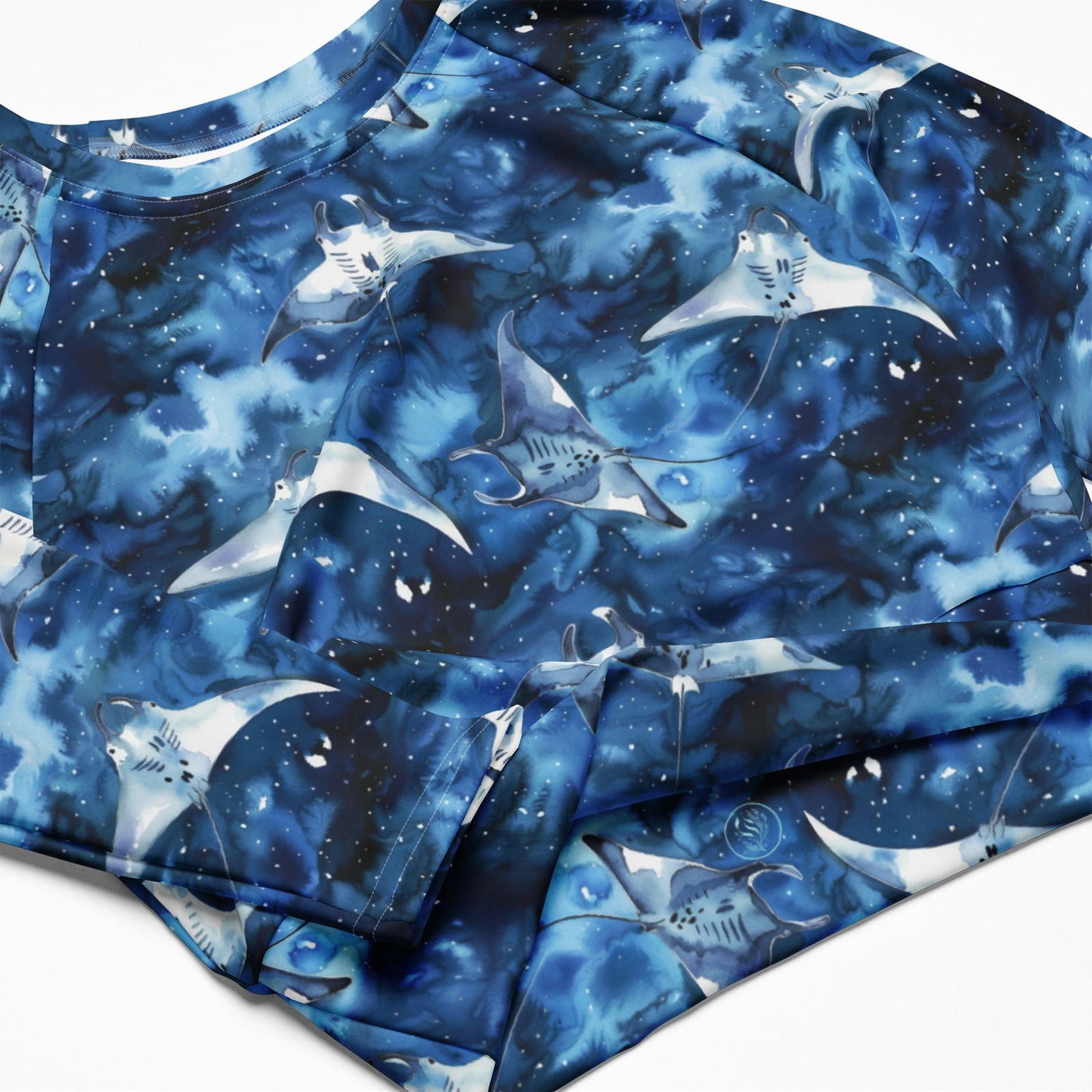 Starry Manta Ray Dance Long Sleeve Eco Cropped Rash Guard - Salinity Swimwear