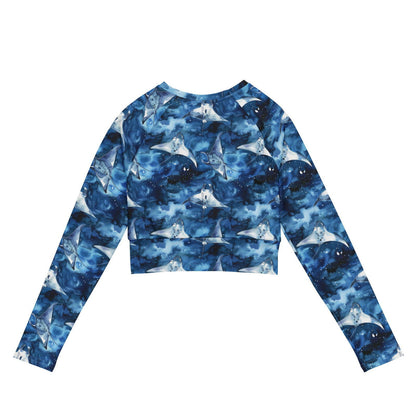 Starry Manta Ray Dance Long Sleeve Eco Cropped Rash Guard - Salinity Swimwear