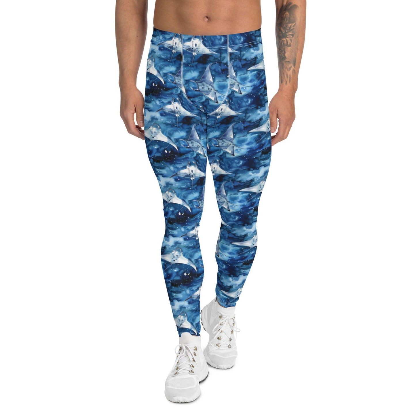 Starry Manta Ray Dance Men's Dive Leggings - Salinity Swimwear - Leggings   - #tag1# - #tag2# - #tag3# - #tag4#