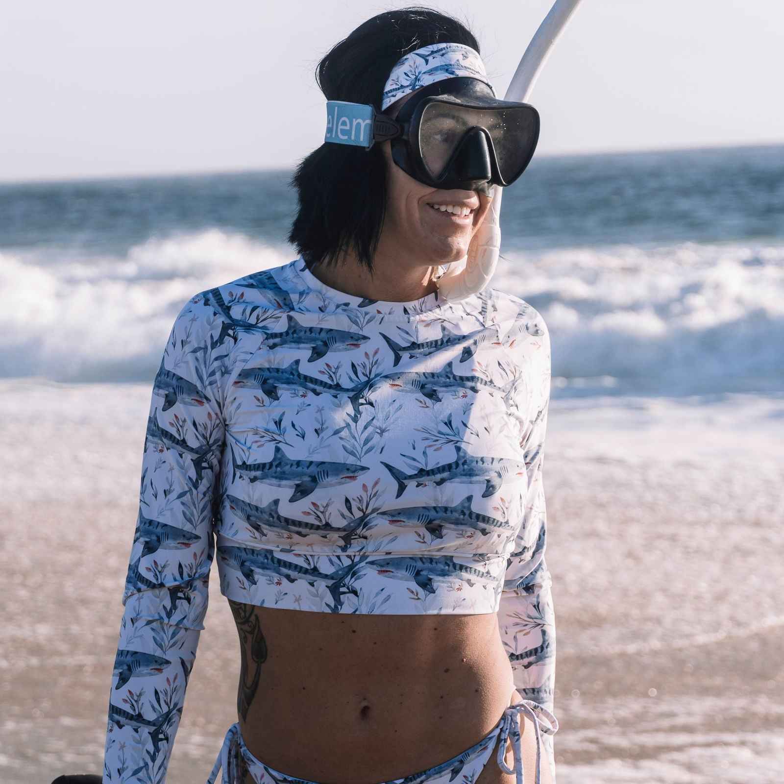 Tiger Shark Bloom Long Sleeve Eco Cropped Rash Guard