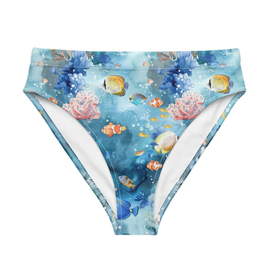 Tropical Reef Fish Eco High-Waisted Bikini Bottom - Salinity Swimwear