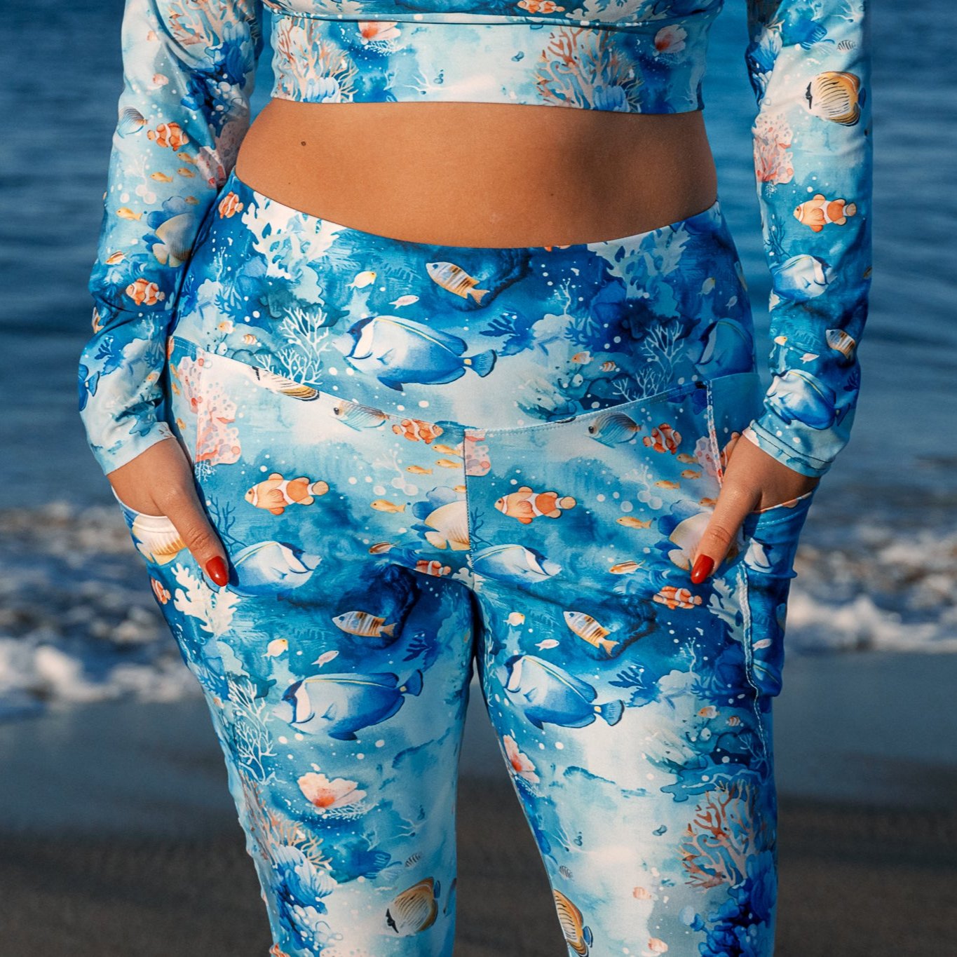 Tropical Reef Fish Eco Swim Leggings With Pockets - Salinity Swimwear