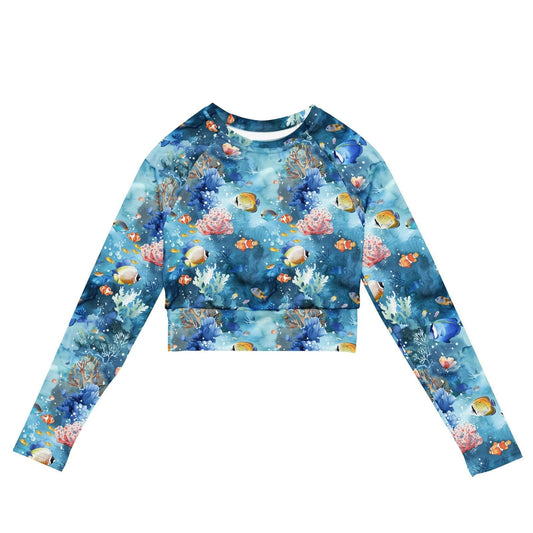 Tropical Reef Fish Long Sleeve Eco Cropped Rash Guard - Salinity Swimwear
