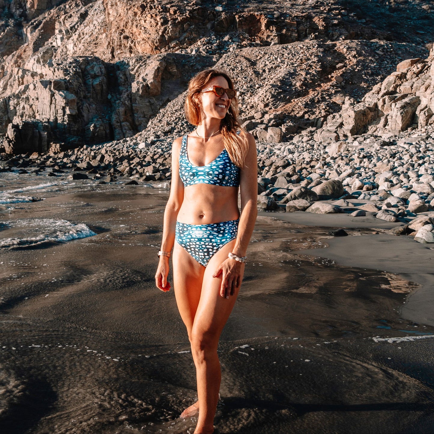 Whale Shark Mosaic Eco High-Waisted Bikini Set - Salinity Swimwear