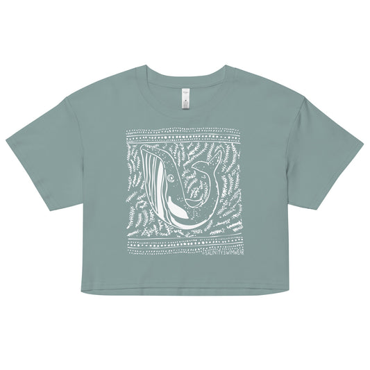Salinity Swimwear Block Print Whale Women’s Crop Top T-Shirt
