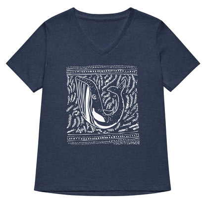 Salinity Swimwear Block Print Whale Women’s V - neck T-Shirt T-Shirt