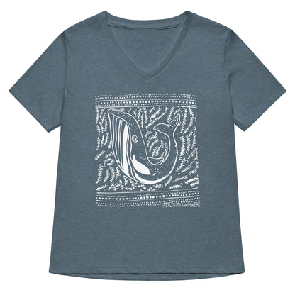 Salinity Swimwear Block Print Whale Women’s V - neck T-Shirt T-Shirt