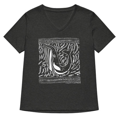 Salinity Swimwear Block Print Whale Women’s V - neck T-Shirt T-Shirt