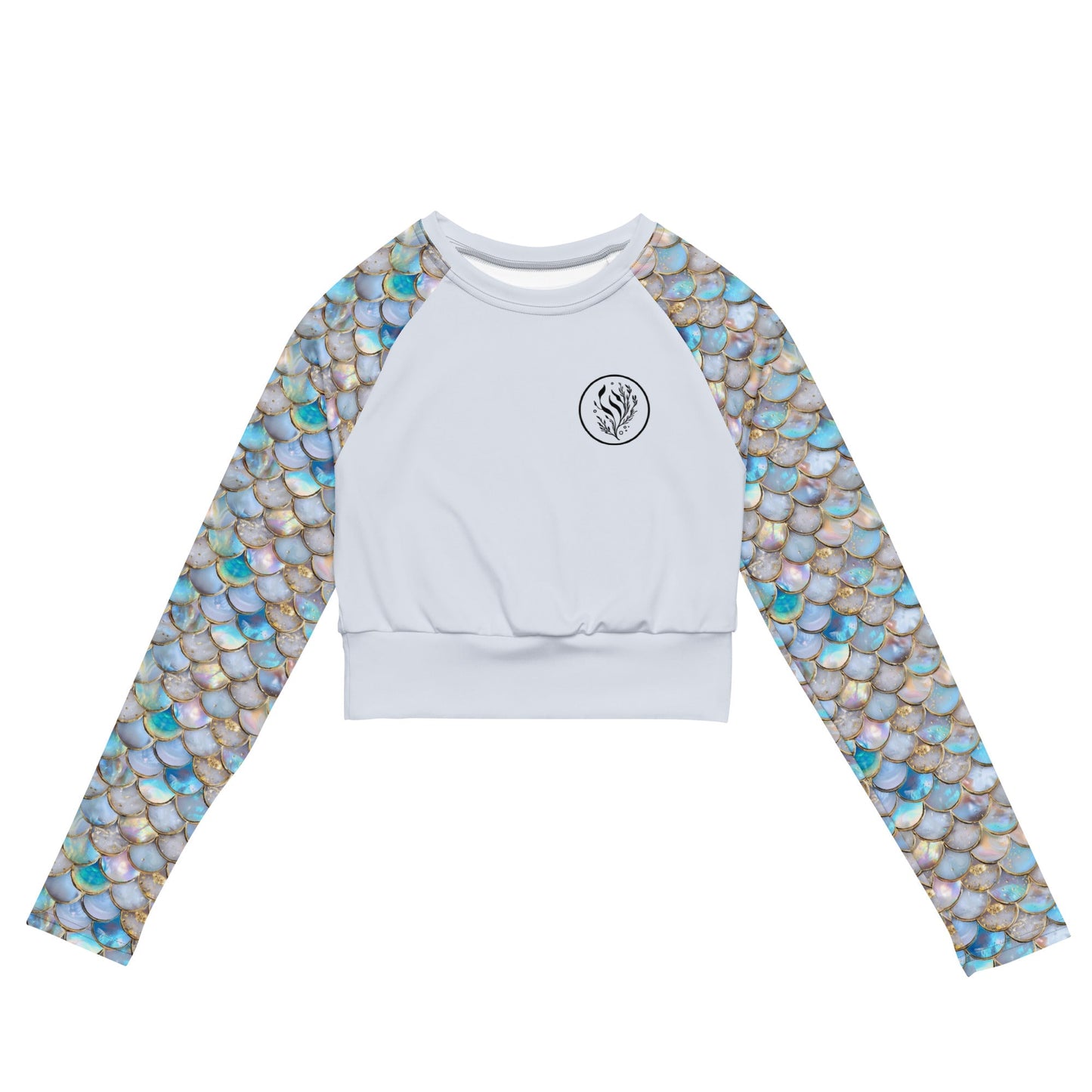 Salinity Swimwear Blue Lagoon Mermaid Eco Cropped Rash Guard Solid Cropped Rash Guard