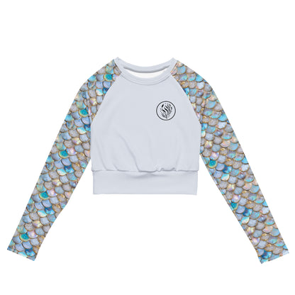 Salinity Swimwear Blue Lagoon Mermaid Eco Cropped Rash Guard Solid Cropped Rash Guard