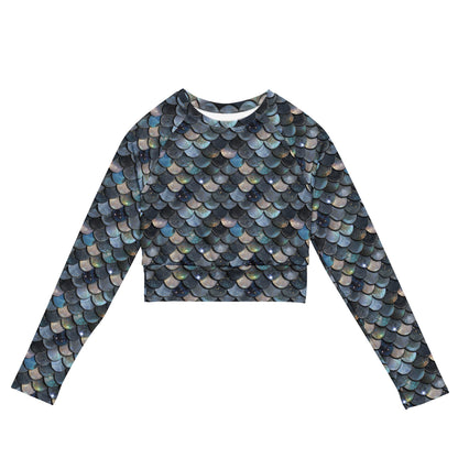 Salinity Swimwear Blue Lagoon Mermaid Eco Cropped Rash Guard Cropped Rash Guard