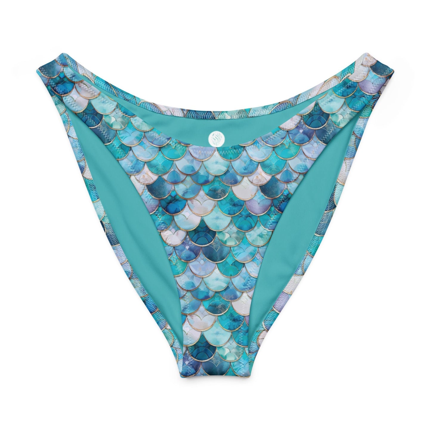 Salinity Swimwear Blue Lagoon Mermaid Eco High - Leg Cheeky Bikini Bottom Bikini Bottom