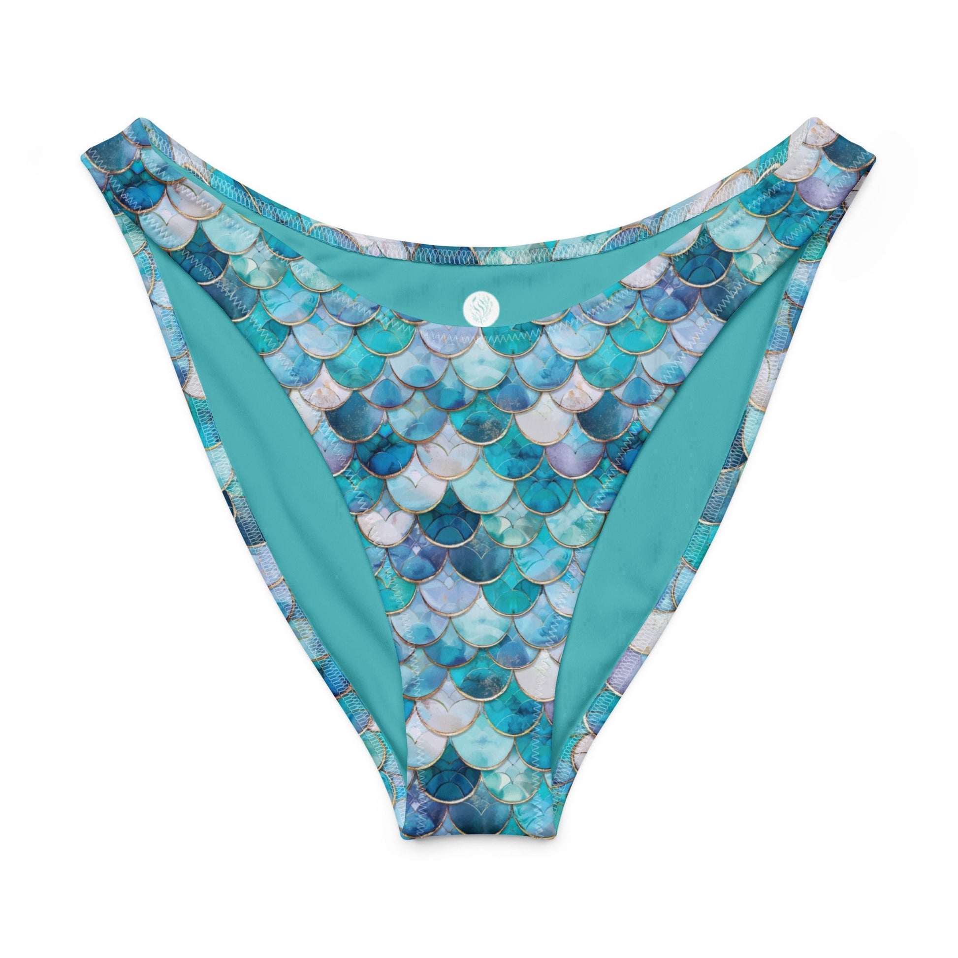 Salinity Swimwear Blue Lagoon Mermaid Eco High - Leg Cheeky Bikini Bottom Bikini Bottom