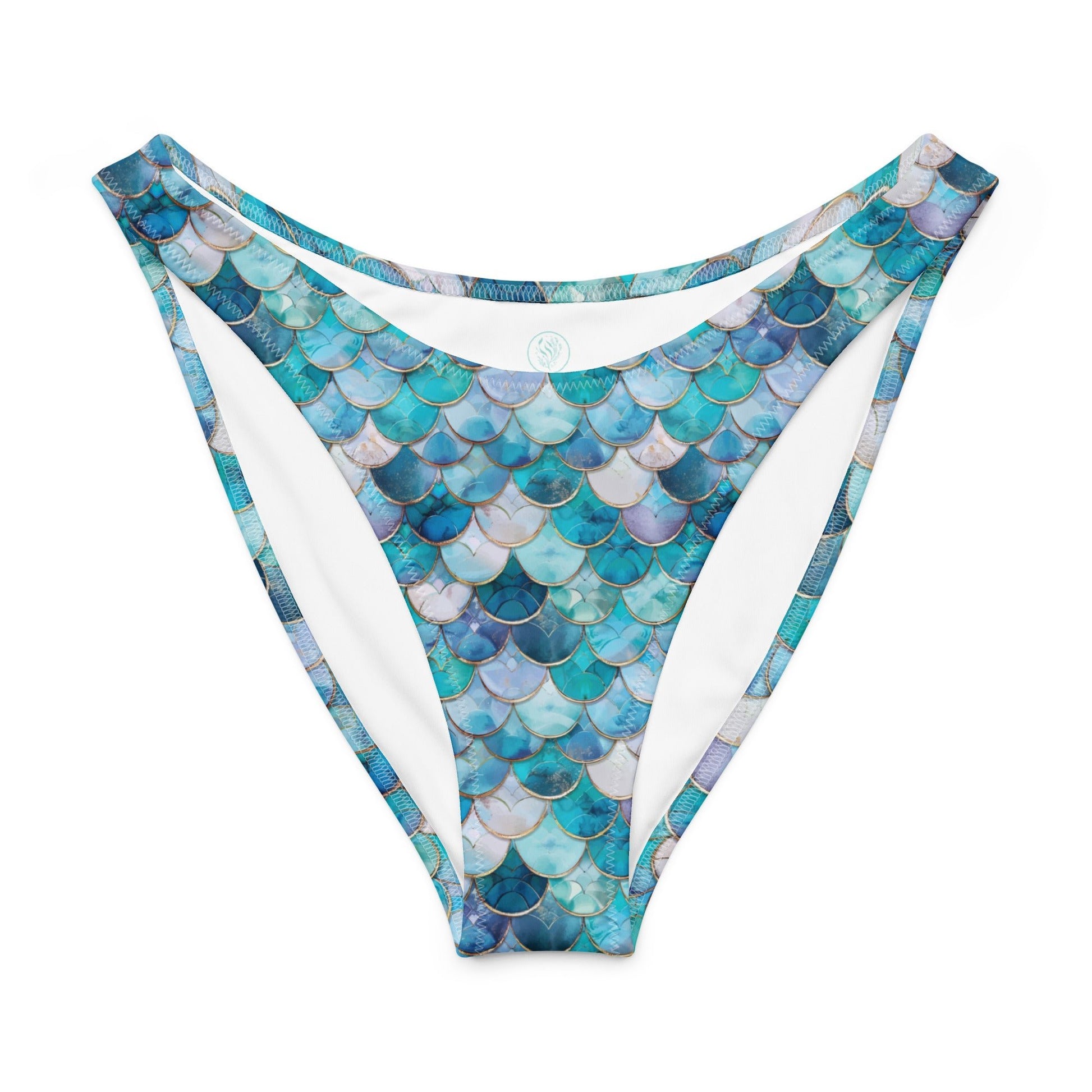 Salinity Swimwear Blue Lagoon Mermaid Eco High - Leg Cheeky Bikini Bottom Bikini Bottom
