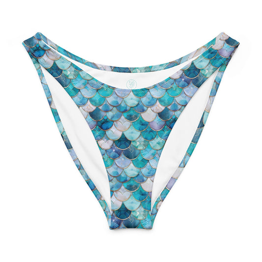 Salinity Swimwear Blue Lagoon Mermaid Eco High - Leg Cheeky Bikini Bottom Bikini Bottom