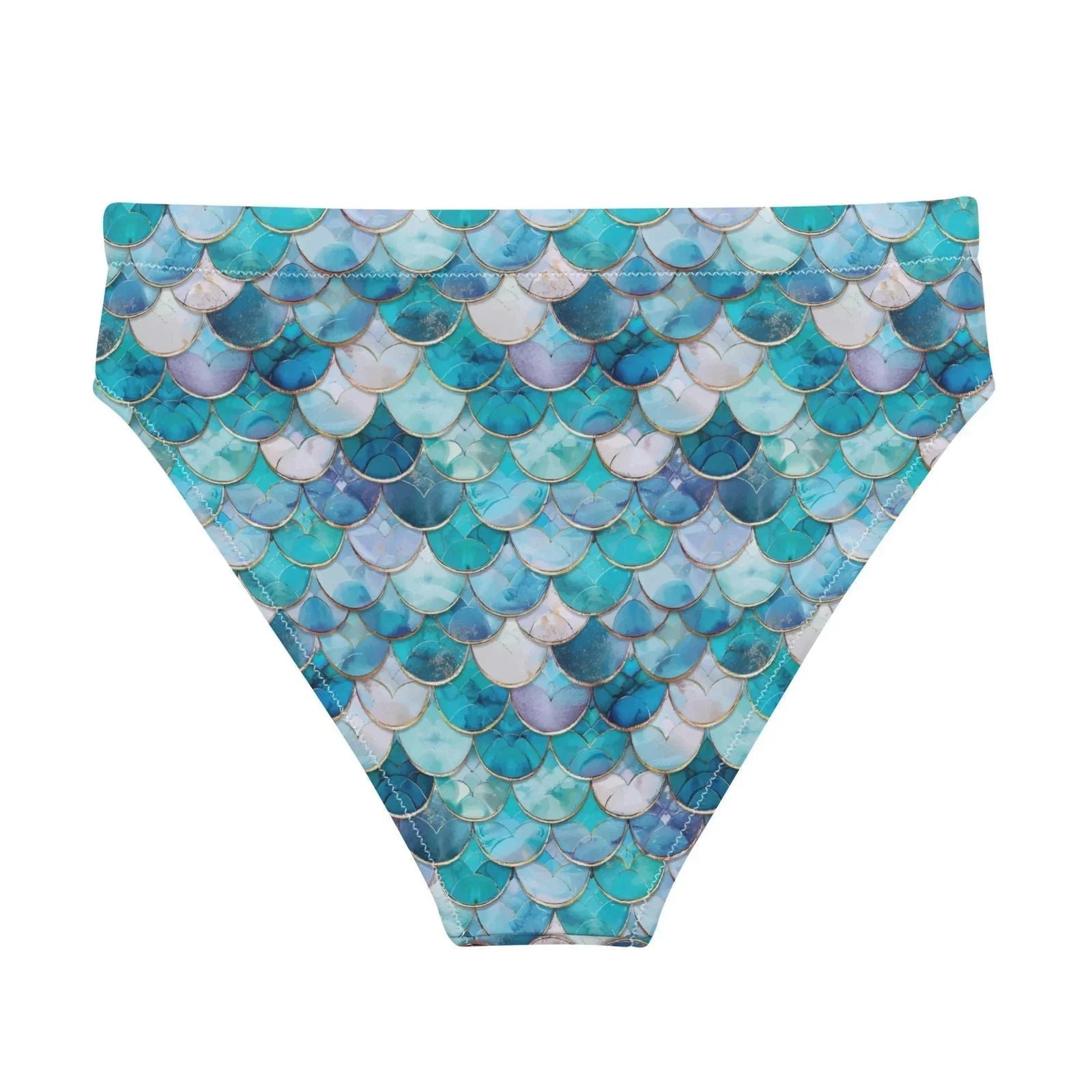 Blue Lagoon Mermaid Eco High-Waisted Bikini Bottom - Salinity Swimwear