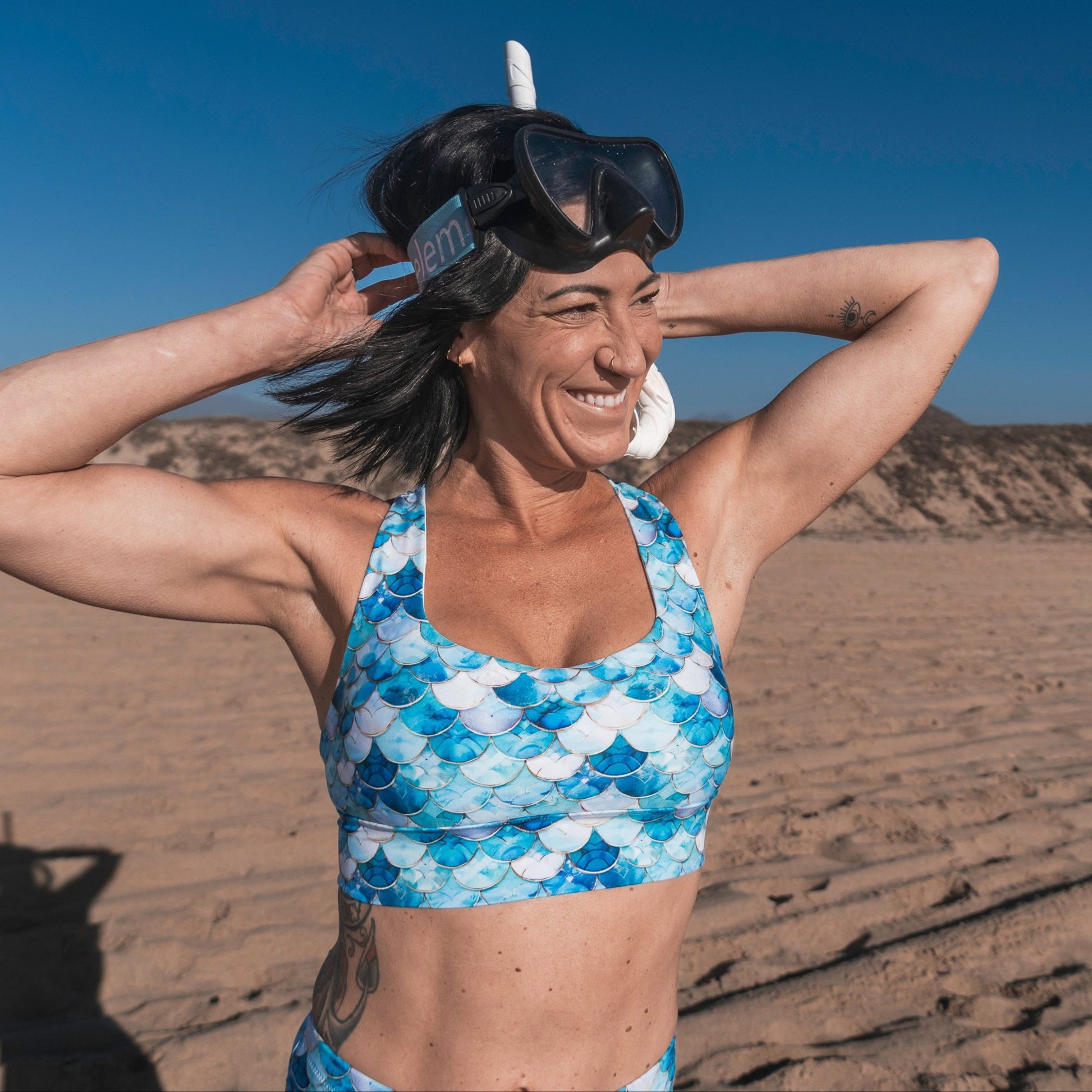 Salinity Swimwear Blue Lagoon Mermaid Eco Sports Bra Top Sports Top