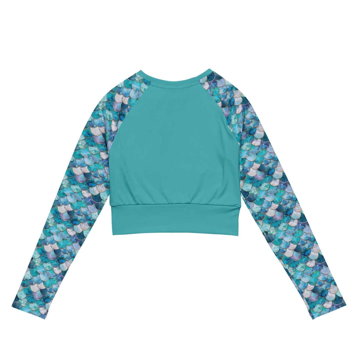Salinity Swimwear Blue Lagoon Mermaid Long Sleeve Eco Cropped Rash Guard Solid Cropped Rash Guard