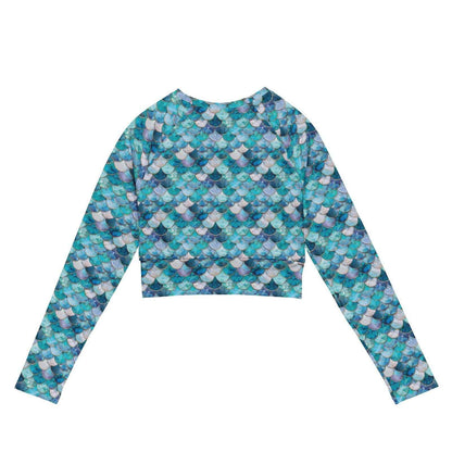 Salinity Swimwear Blue Lagoon Mermaid Long Sleeve Eco Cropped Rash Guard Cropped Rash Guard