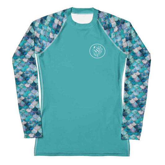 Salinity Swimwear Blue Lagoon Mermaid Women's Rash Guard Solid Rash Guard
