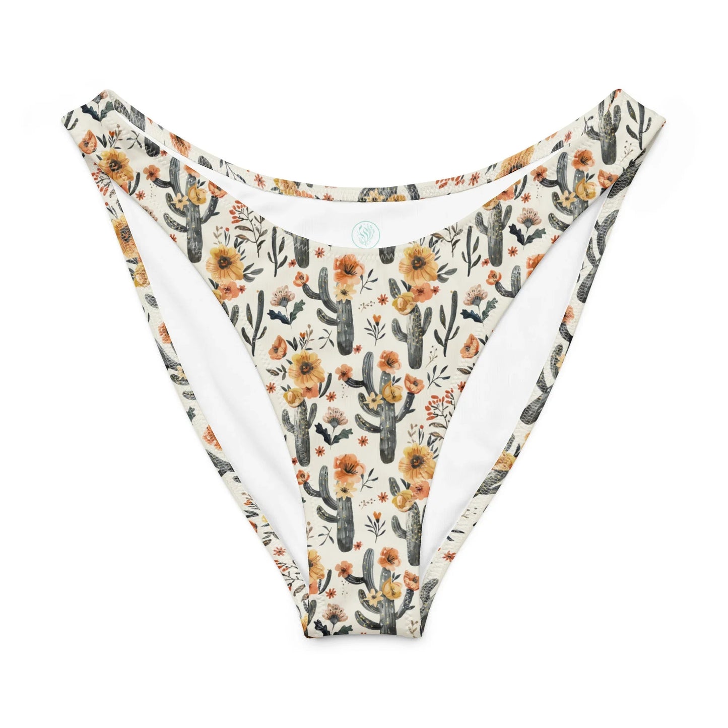 Salinity Swimwear Cactus Sunflower Eco High - Leg Cheeky Bikini Bottom Bikini Bottom