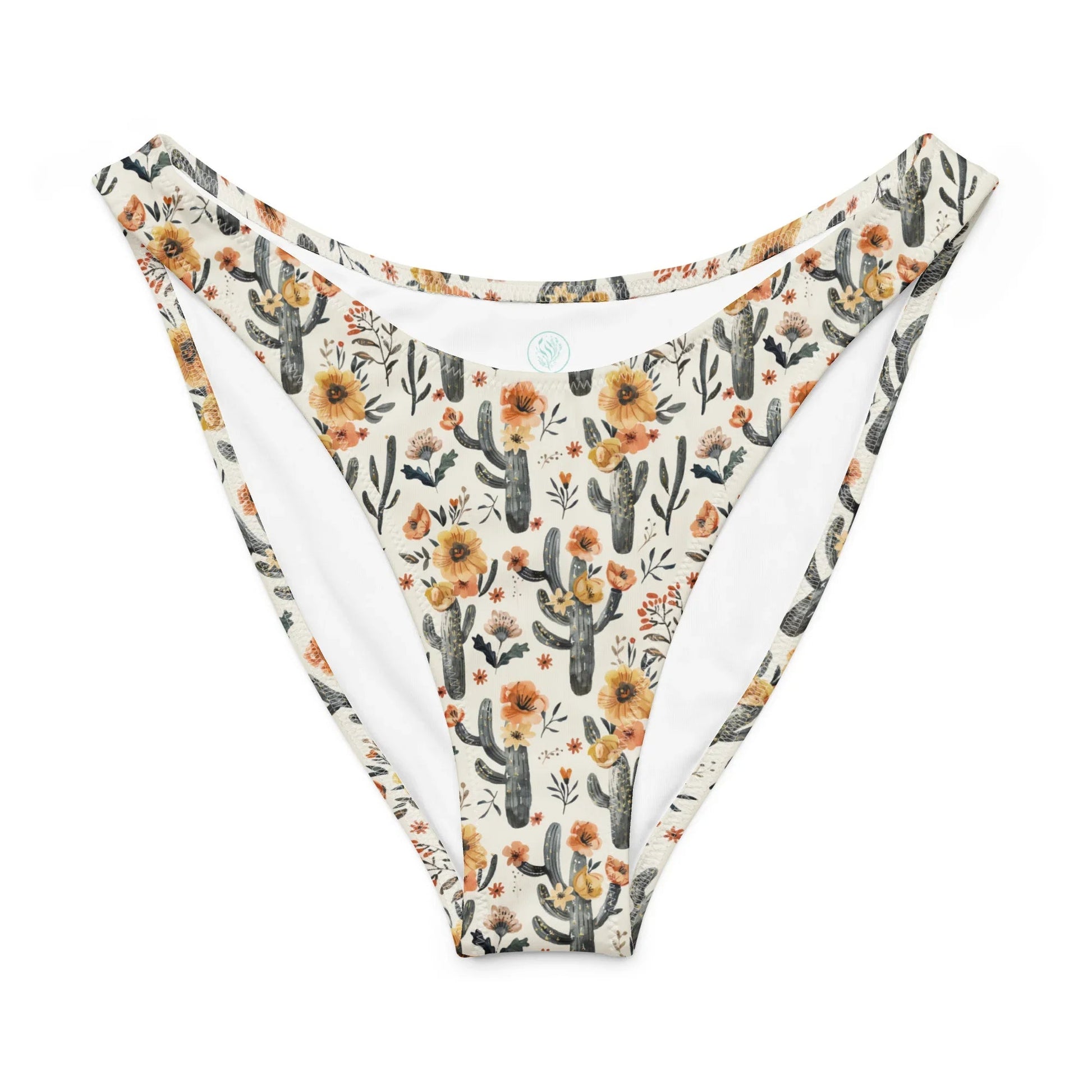 Salinity Swimwear Cactus Sunflower Eco High - Leg Cheeky Bikini Bottom Bikini Bottom