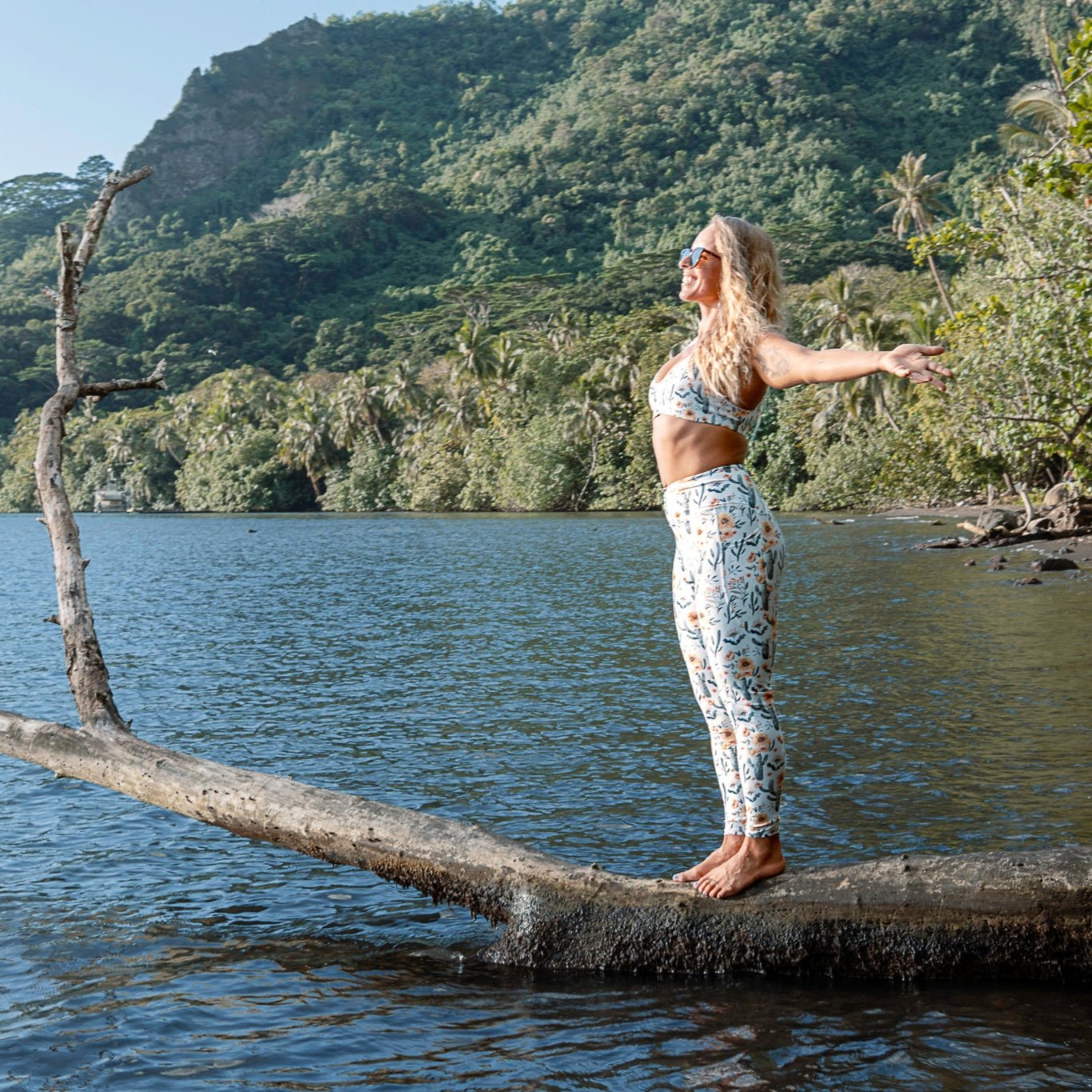 Cactus Sunflower Eco Swim Leggings With Pockets - Salinity Swimwear