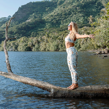 Cactus Sunflower Eco Swim Leggings With Pockets - Salinity Swimwear