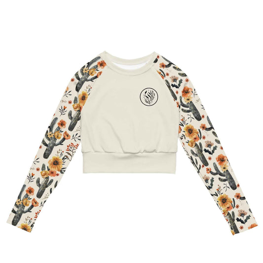 Salinity Swimwear Cactus Sunflower Long Sleeve Eco Cropped Rash Guard Solid Cropped Rash Guard