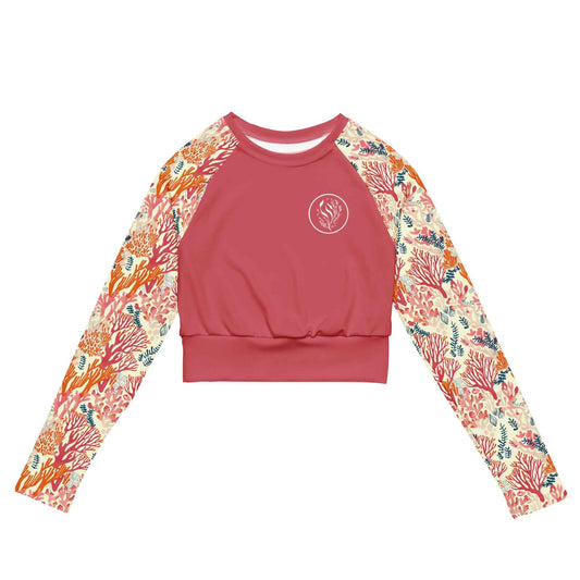 Salinity Swimwear Coral Reef Long Sleeve Eco Cropped Rash Guard Solid Cropped Rash Guard