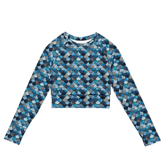 Salinity Swimwear Deep Sea Sapphire Siren Long Sleeve Eco Cropped Rash Guard Cropped Rash Guard