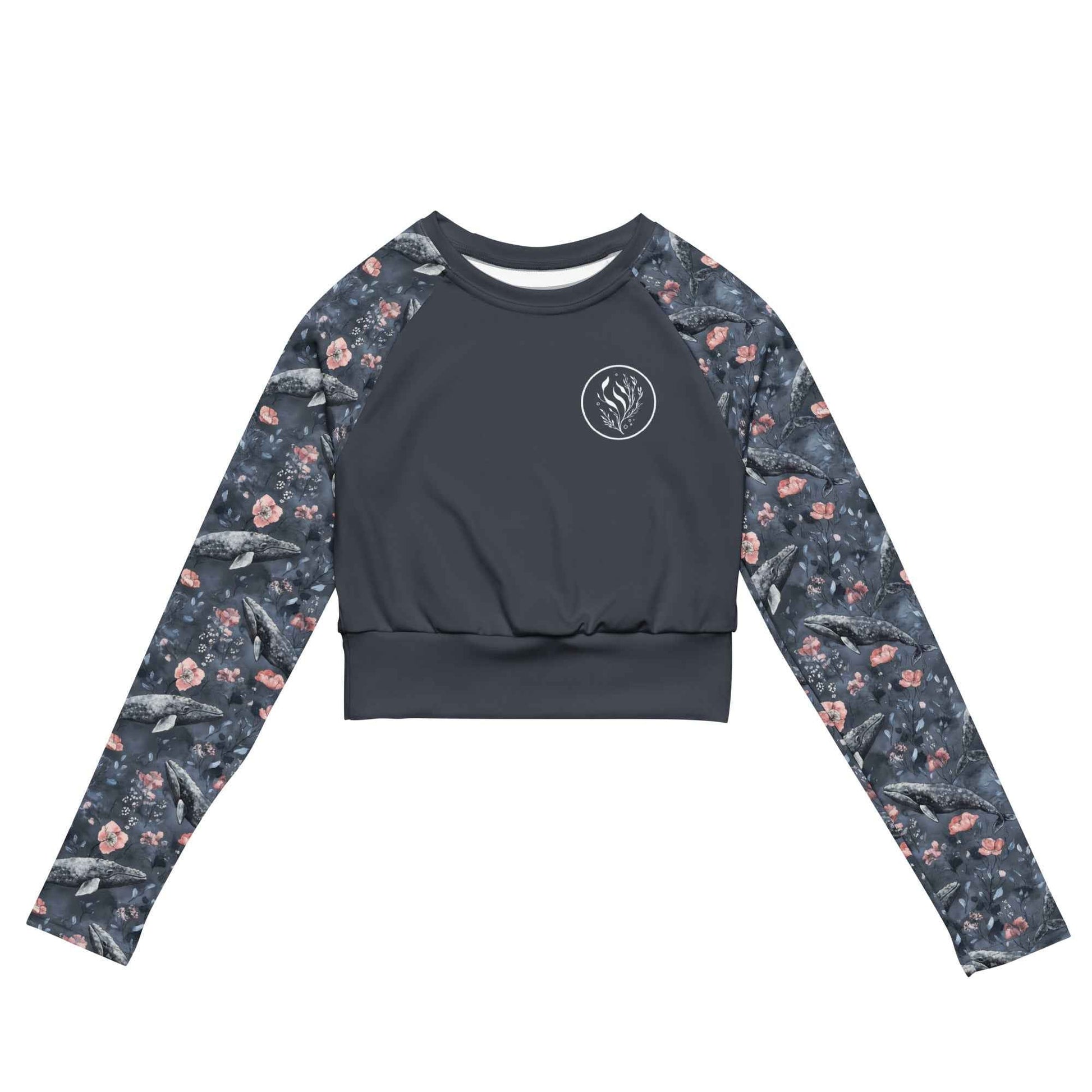 Salinity Swimwear Dusky Gray Whale Long Sleeve Eco Cropped Rash Guard Solid Cropped Rash Guard