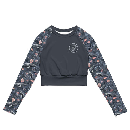 Salinity Swimwear Dusky Gray Whale Long Sleeve Eco Cropped Rash Guard Solid Cropped Rash Guard