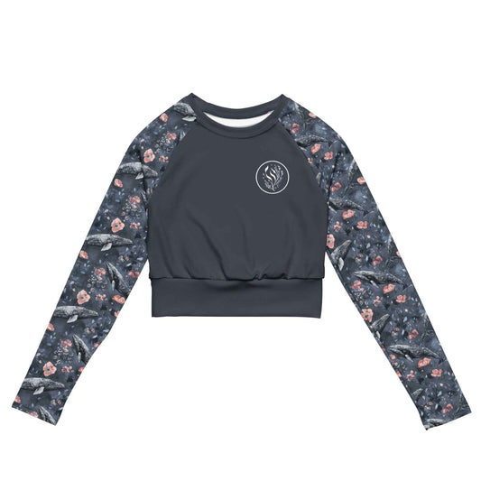 Salinity Swimwear Dusky Gray Whale Long Sleeve Eco Cropped Rash Guard Solid Cropped Rash Guard