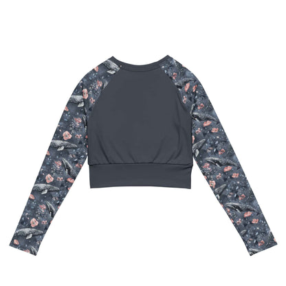 Salinity Swimwear Dusky Gray Whale Long Sleeve Eco Cropped Rash Guard Solid Cropped Rash Guard