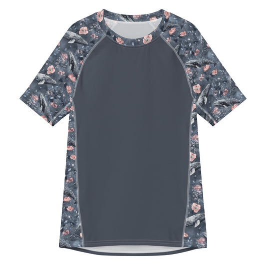 Salinity Swimwear Dusky Gray Whale Men’s Short Sleeve Swim Shirt Rash Guard