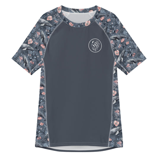 Salinity Swimwear Dusky Gray Whale Men’s Short Sleeve Swim Shirt Rash Guard