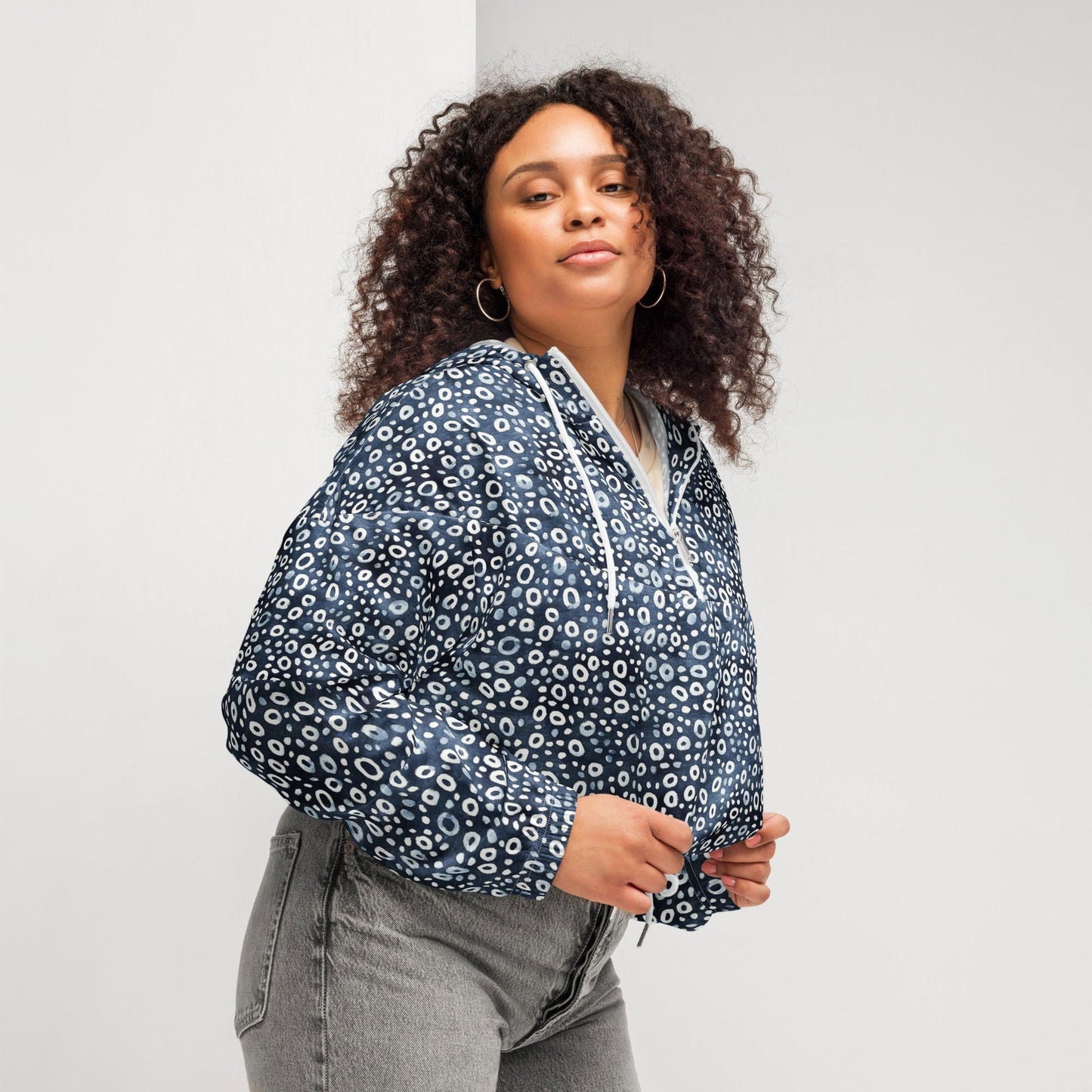 Eagle Ray Spots Women’s Cropped Windbreaker - Salinity Swimwear