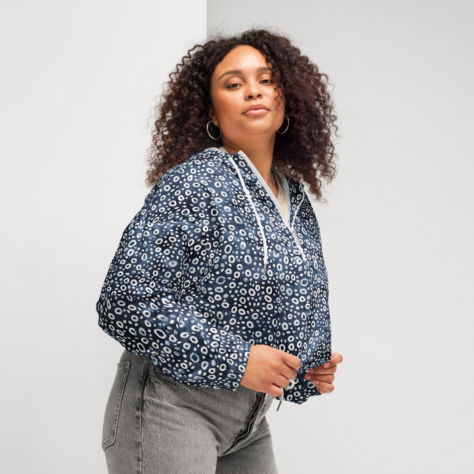 Eagle Ray Spots Women’s Cropped Windbreaker - Salinity Swimwear