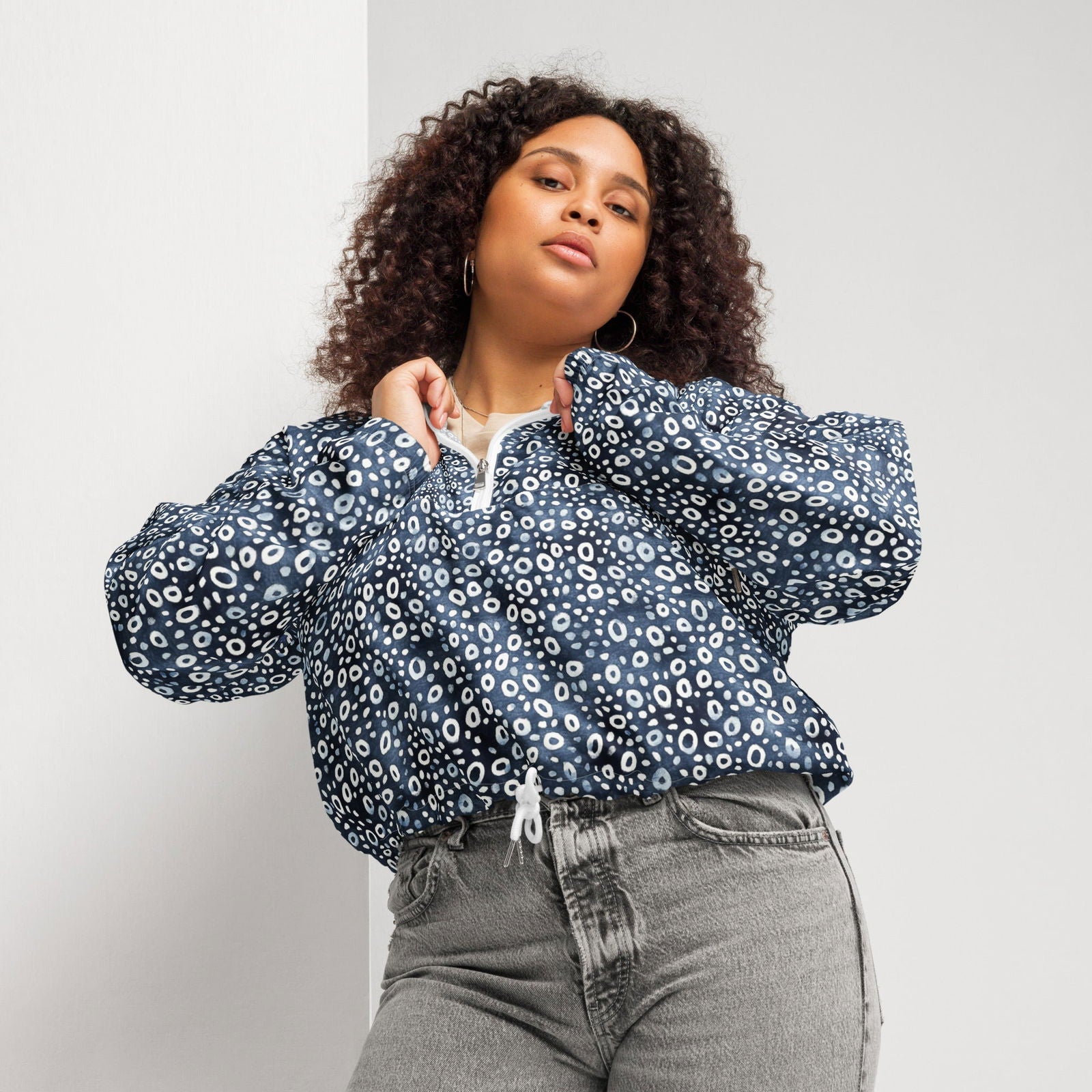 Eagle Ray Spots Women’s Cropped Windbreaker - Salinity Swimwear