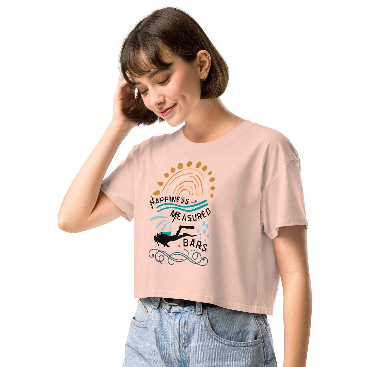 Salinity Swimwear Happiness Can Be Measured in Bars Women’s Crop Top T-Shirt