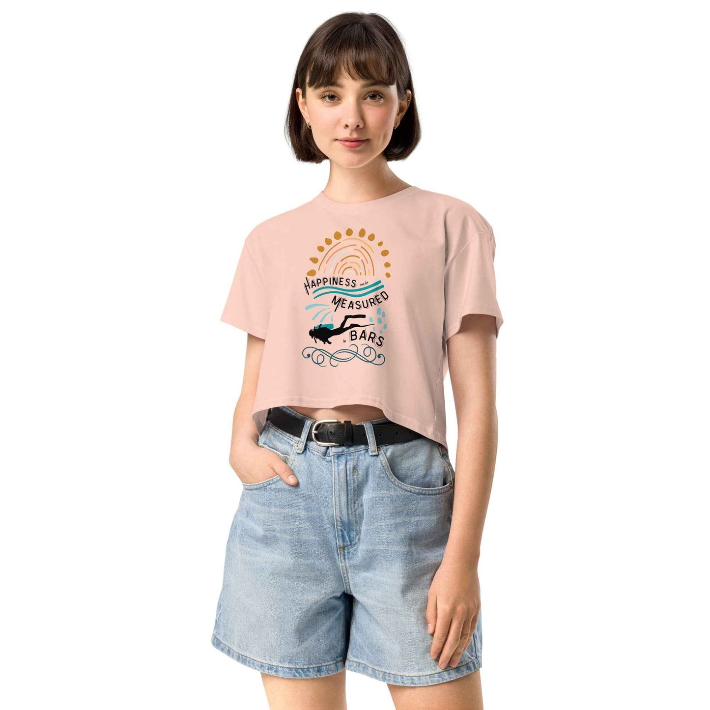 Salinity Swimwear Happiness Can Be Measured in Bars Women’s Crop Top T-Shirt