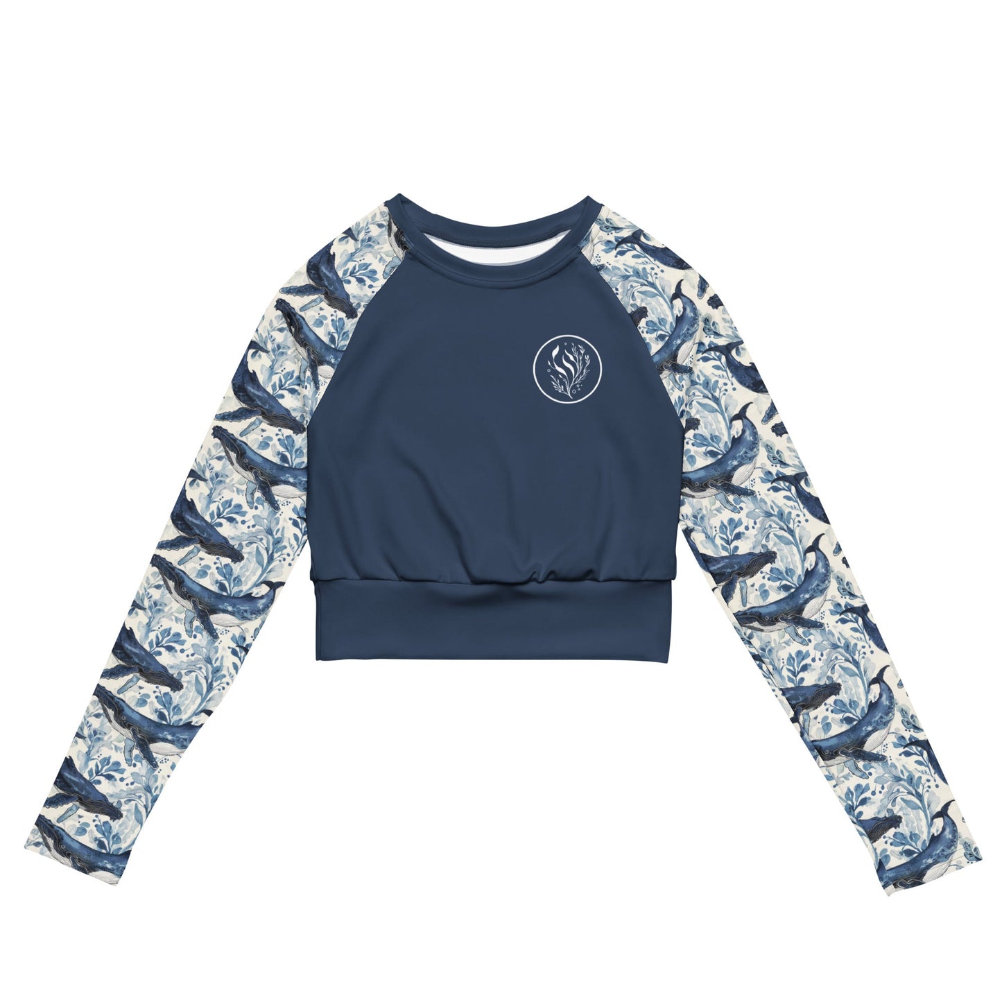 Salinity Swimwear Humpback Whale Song Eco Cropped Rash Guard Solid Cropped Rash Guard