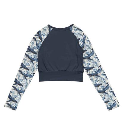 Salinity Swimwear Humpback Whale Song Long Sleeve Eco Cropped Rash Guard Solid Cropped Rash Guard