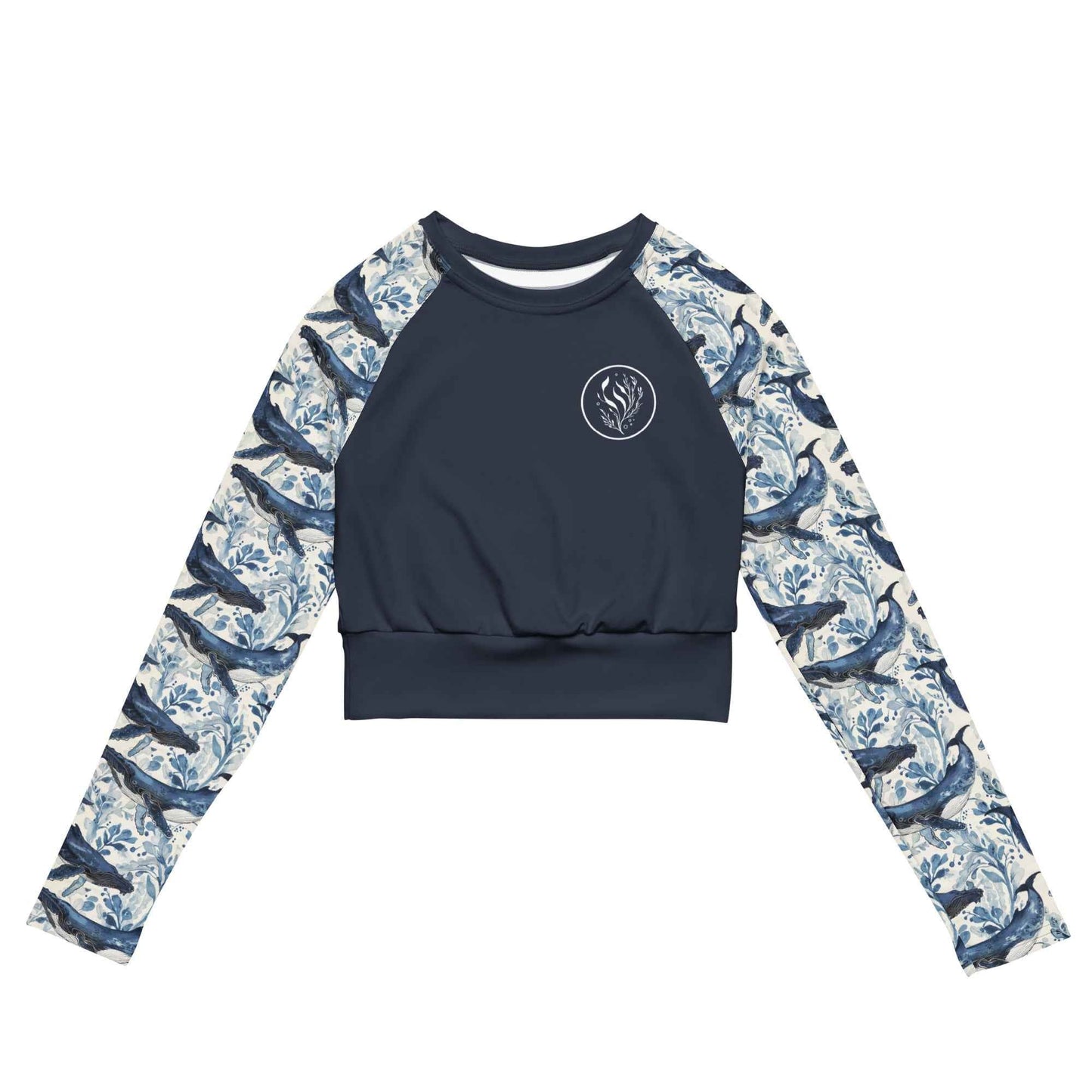 Salinity Swimwear Humpback Whale Song Long Sleeve Eco Cropped Rash Guard Solid Cropped Rash Guard