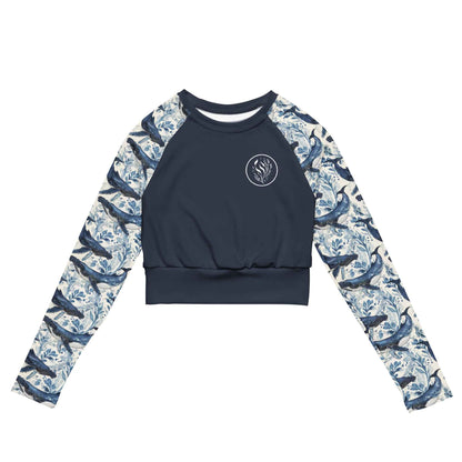 Salinity Swimwear Humpback Whale Song Long Sleeve Eco Cropped Rash Guard Solid Cropped Rash Guard